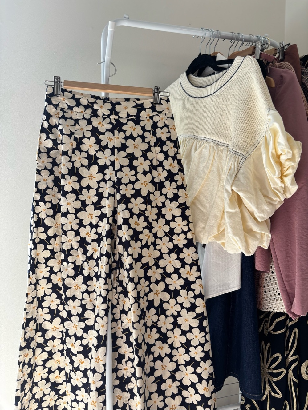 By Together Wide-Leg Cotton Pants with Floral Print